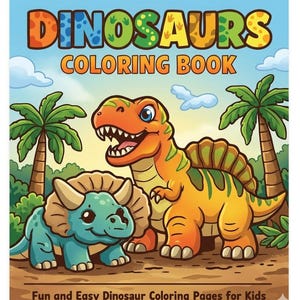 Viaggio nel Mondo dei Dinosauri | 13 Pagine da Colorare con Nomi | Album Digitale Educativo per Piccoli Esploratori