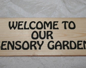 Sensory Garden Plaque Sign Custom Personalised Message Your Name Words Outdoor Garden Shed Rescued Reclaimed Upcycle Wood