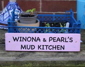 Personalised Mud Kitchen Treehouse Playhouse Sign: Reclaimed Wood, Rustic Outdoor Decor