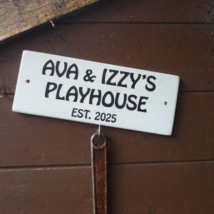 Kids Playhouse Treehouse Den Plaque Sign Custom Personalised Message Your Name Words Shed Rescued Reclaimed Upcycle Wood