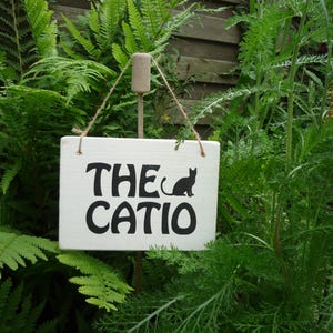 Cat Lover Catio Sign Personalised Wooden Sign Cat House Sign Kitten Cats Home Decor Pet Supplies Bed Scratching Post Rescued Upcycled Wood
