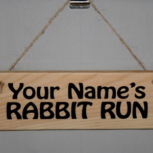 Personalised Your Name Rabbit Run House Hutch Corner Wood Sign Outdoor ...