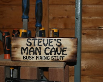 Personalised Man Cave Sign: Reclaimed Wood, Custom Wording