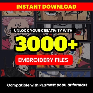 Diseños de bordado de anime / Más de 3000 archivos de bordado (descarga instantánea)
