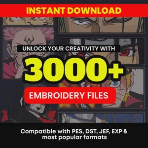 Disegni per ricamo anime / Oltre 3000 file per ricamo (download immediato)
