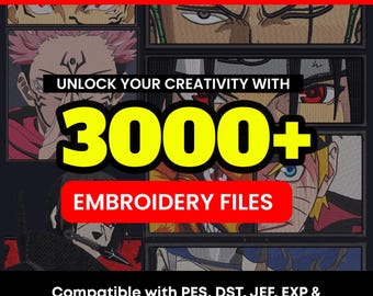 Más de 3000 diseños de bordado/archivos de bordado de anime (descarga instantánea)