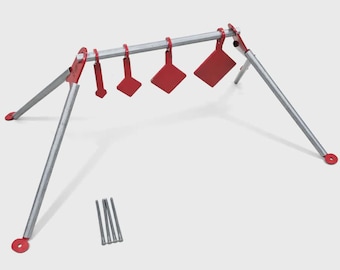Sistema de tiro KYL – Juego de dianas de precisión de acero AR500 (de 5 a 20 cm) con soporte plegable.
