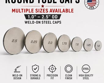 Tapones redondos para tubos / Tapones de acero para soldar / Tapones para tubos de 1”–2.5” de diámetro exterior / Juego de dos unidades