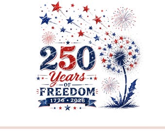 USA 250 Years of Freedom PNG, Patriotic Wildflower Flag Design, Fourth of July Sublimation Digital Download