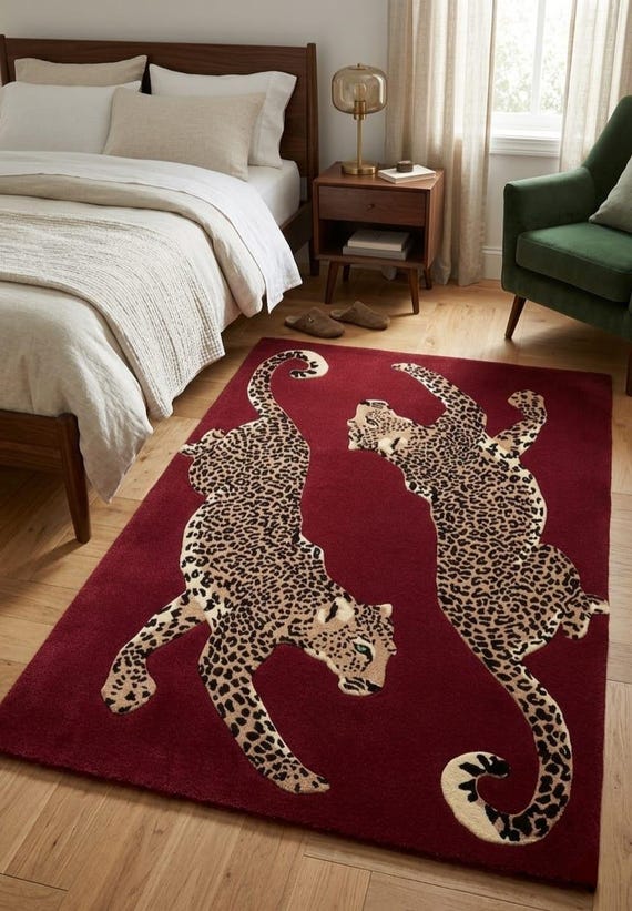 Leopard rug ,Hand Tufted Wool Rug, Animal Print Area Rug, Modern Statement Carpet, Handmade Designer Rug, Luxury Living Room,Custom Size Rug