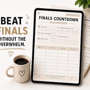 ADHD Finals Countdown Planner | Hyperlinked GoodNotes Digital Planner | Exam Burnout Recovery & Focus Reset