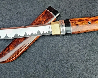 Coltello personalizzato in legno di ferro S390, tonalità Mountain Mist e Desert.