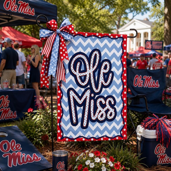 Ole Miss yard flag, double-sided outdoor banner, school spirit decor