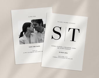 Minimalist Photo Save the Date Template, Editable Canva Wedding Announcement (WT-SI)