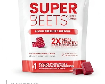 humanN Super Beets Heart Chews, Pomegranate Berry Flavor, 60 Chews - Clinically Researched Blood Pressure Support Supplement