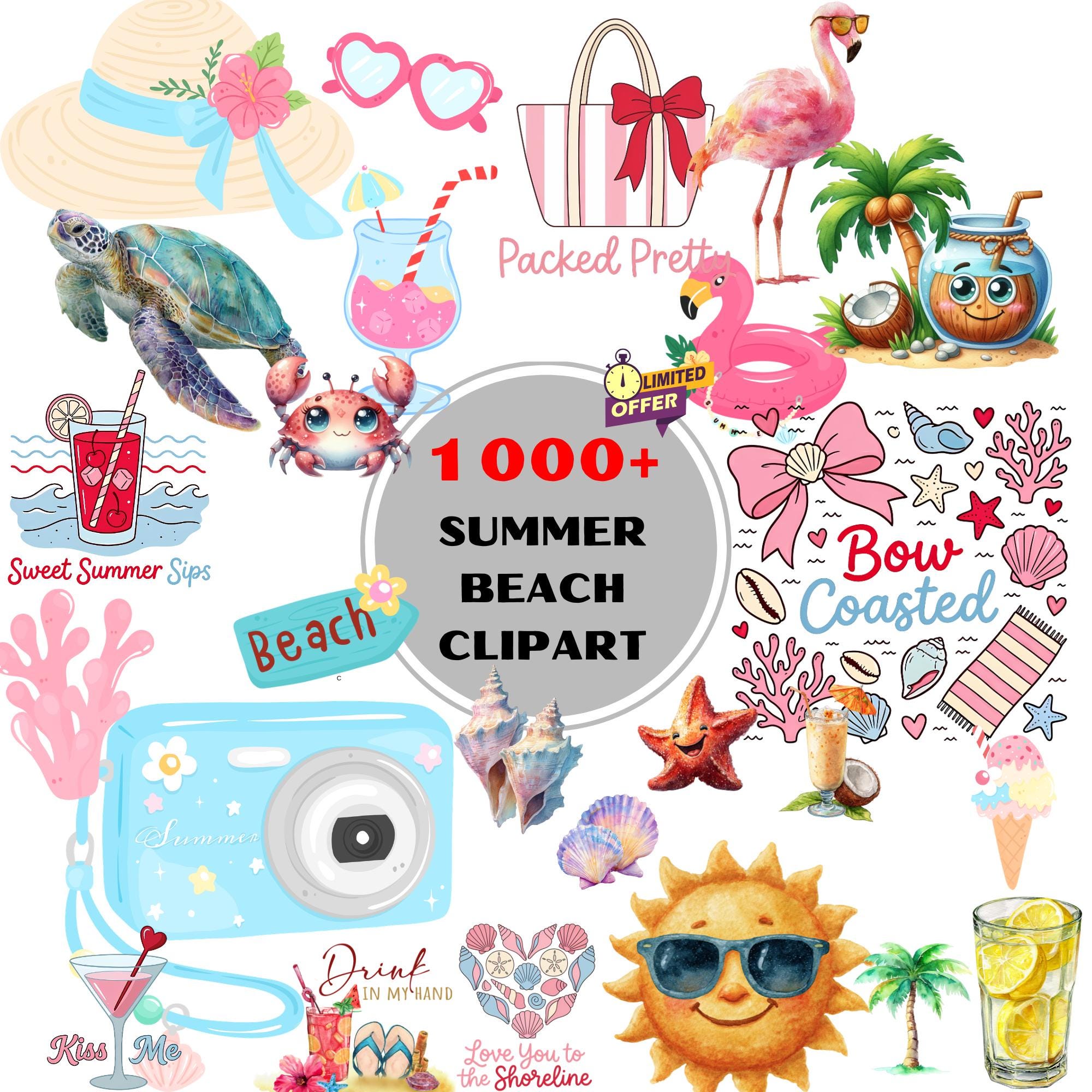 1000+ Summer Beach Clipart Bundle | Beach PNG Bundle | Tropical Clipart ...