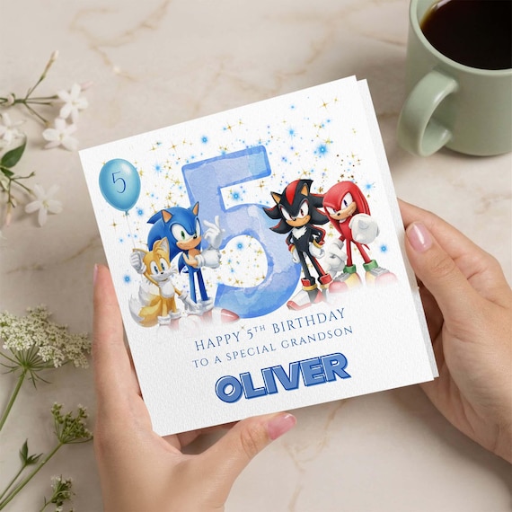 Sonic Birthday Card, Personalised Sonic Card, Happy Birthday Card Grandson, Son, Nephew, Godson, Cute Birthday Card, Sonic Characters Friend