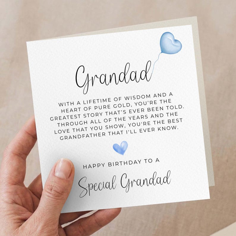 Special Grandad Birthday Card With Verse, Personalised Birthday Card ...