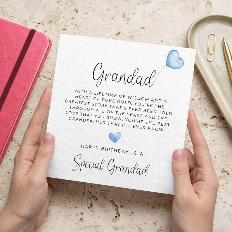 Special Grandad Birthday Card With Verse, Personalised Birthday Card ...