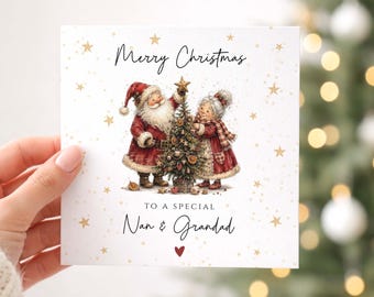 Tarjeta de Navidad personalizada para la abuela y el abuelo, tarjeta de Navidad para los abuelos, tarjeta de Papá Noel y la Sra. Claus, tarjeta de Navidad para una abuela y un abuelo muy especiales.