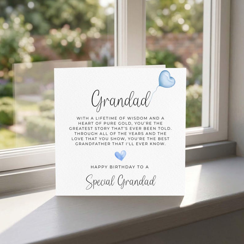 Special Grandad Birthday Card With Verse, Personalised Birthday Card ...
