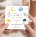 Personalised Father's Day Card To the Best Grandad in the Universe, Custom Space Card for Grandad, Fathers Day Gift Card From The Grandkids