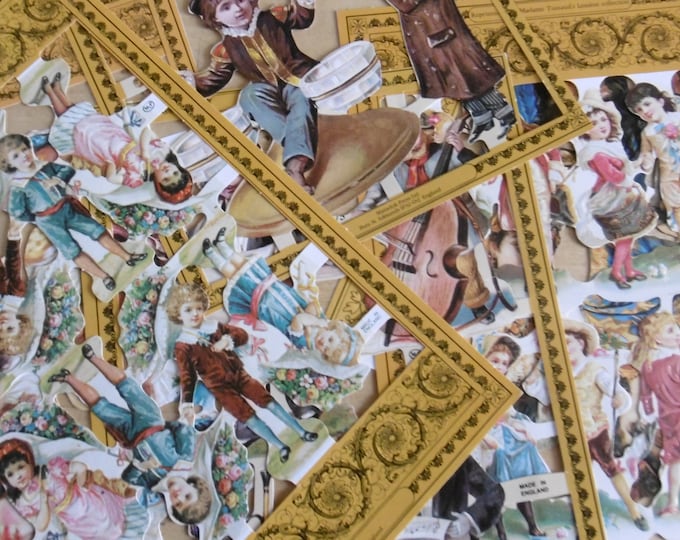 English Die Cut Reproductions, 6 Sheets Assorted Victorian Scraps