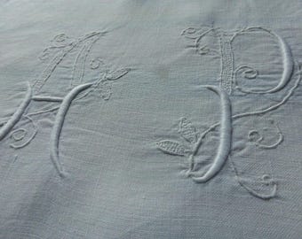 Pure Linen Sheet, REWORKING, French, Antique, Circa 1920's Monogrammed A.P