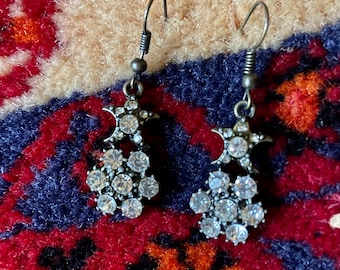 Rhinestone Star Flower Dangle Earrings