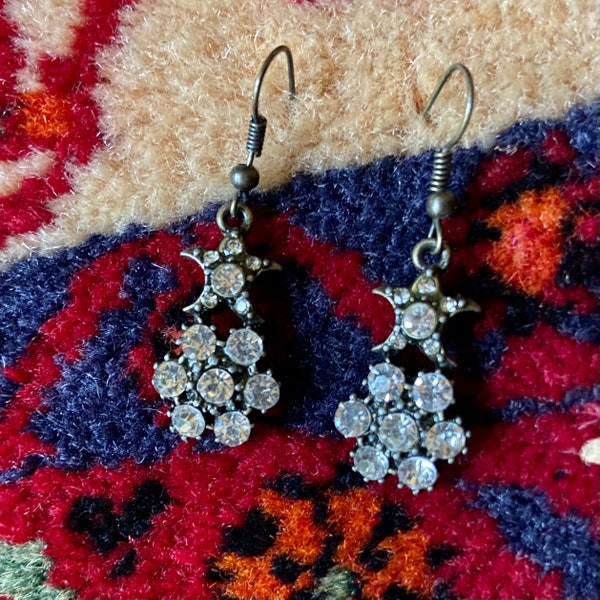 Rhinestone Star Flower Dangle Earrings