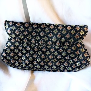 Vintage Majestic Clutch Portemonnee Sparkly Metallic Draad Floral Patterned Handtas