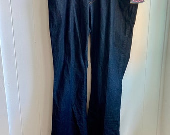 Vintage Bisou Bisou Jeans 90s Michele Bohbot Boot Cut Leg Dark Denim Medium Rise Sz 12 36 L NWT