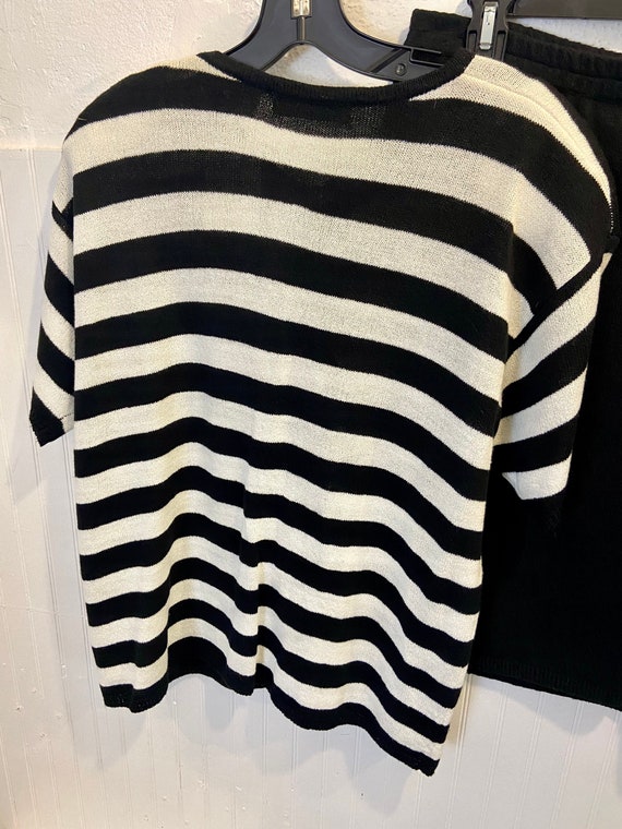 Vintage Striped Outfit Black and White 80’s Knit … - image 3