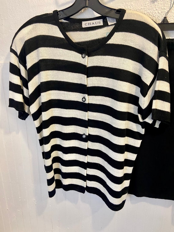 Vintage Striped Outfit Black and White 80’s Knit … - image 2