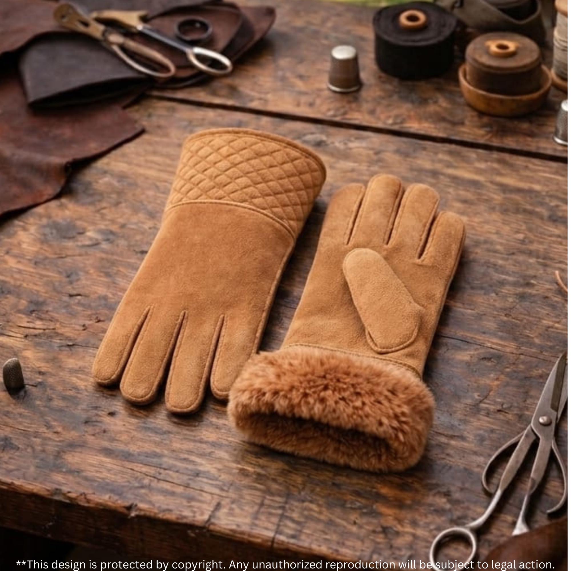 Suede Gloves Sheep Fur Lined - Etsy