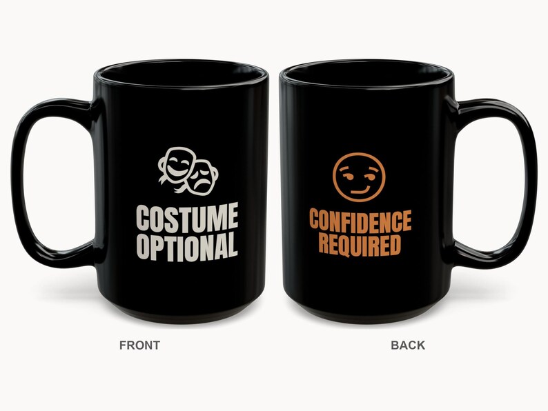 Costume Optional Confidence Required Mug | Funny Halloween Party Gift | Cheeky Black Coffee Mug image 1