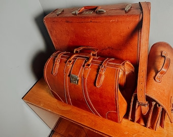 Juego de maletas vintage Samsonite Streamlite: bolso de piel, bolsa de fin de semana, decoración de viaje retro.