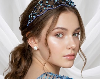Beaded Wedding Headpiece|Elegant Hair Accessory|Gothic Crown|