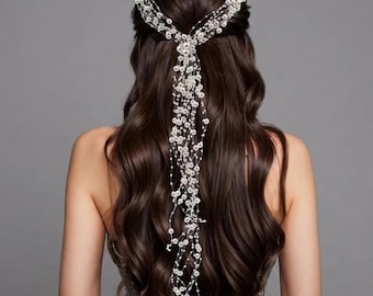 Pearl Crystal Hair Vine, Braided Design Headband, Bride Wedding Accessory