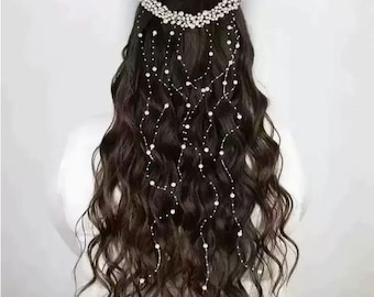Eleganter Brautperlen-Haarschmuck mit kaskadierenden Quasten
