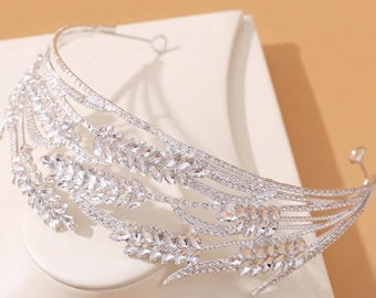 Wedding Headpiece|Luxury Silver Floral Princess Headpiece