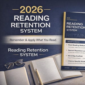 Reading Retention System Printable PDF | Book Tracker and Review Journal | Spaced Repetition Study Tool | Non Fiction & Fiction Notes