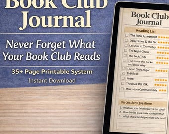 Book Club Reading Journal Printable | Book Tracker and Discussion ...