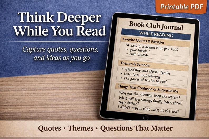 Book Club Reading Journal Printable | Book Tracker and Discussion ...