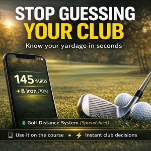 Golf Distance Tracker Spreadsheet | Know Your Exact Yardages | Club Selection Made Easy | Instant Yardage Calculator