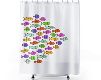 Fish Shower Curtains, school of fish shower curtain, bathroom