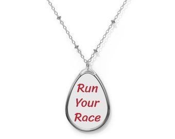 Run Your Race Oval Necklace