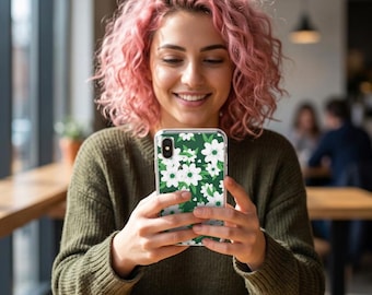 Flower Phone Case — Cute Daisy Floral Case, Colorful Flower Phone Cover, Slim Flexible TPU Case, Gift for Her