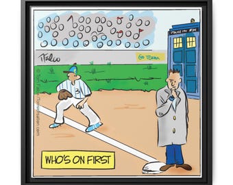 Baseball Wall Art, Sports Decor, Gift for dad, Doctor Who Gift, Baseball Lover Art, Framed Baseball print, Doctor Who cartoon, cartoon art