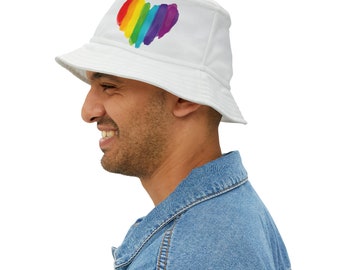 Rainbow flag Bucket Hat - rainbow heart, gay pride hat